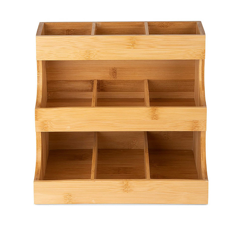 Vertical Tea Bag Organizer Bamboo Tea Bag Pockets Ζάχαρη Creamers Storage Ξύλινο κουτί για καφέ κουζίνας σπιτιού γραφείου