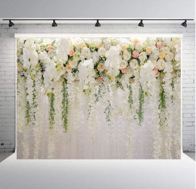 Fotograafia taustal riidest taldrikupidu sõbrapäeva lilled seinateema Pulmad taustakaunistus