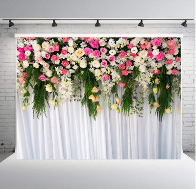 Fotograafia taustal riidest taldrikupidu sõbrapäeva lilled seinateema Pulmad taustakaunistus