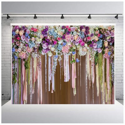 Fotograafia taustal riidest taldrikupidu sõbrapäeva lilled seinateema Pulmad taustakaunistus