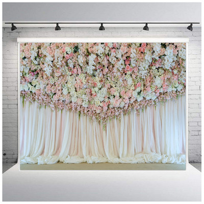 Fotograafia taustal riidest taldrikupidu sõbrapäeva lilled seinateema Pulmad taustakaunistus