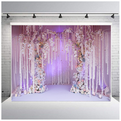 Fotograafia taustal riidest taldrikupidu sõbrapäeva lilled seinateema Pulmad taustakaunistus