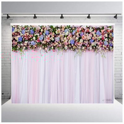 Fotograafia taustal riidest taldrikupidu sõbrapäeva lilled seinateema Pulmad taustakaunistus