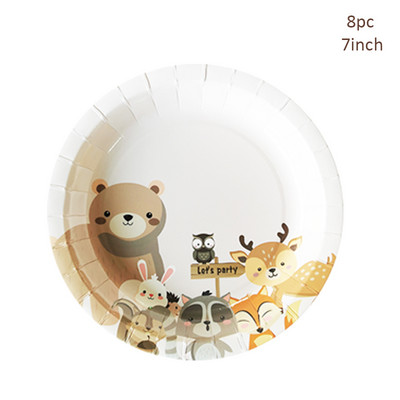 Meža dzīvnieki Woodland Party Vienreizlietojamie trauki Izvelkam karogu Lapsa Vāvere Džungļu safari ballīte Daudz laimes dzimšanas dienā ballītes dekors bērniem