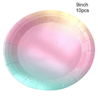 Επιτραπέζιο σκεύος μιας χρήσης 1 σετ Gradient Rainbow Χάρτινα ποτήρια Πιάτα Χαρτοπετσέτες Τραπεζομάντιλο για Παιδιά Είδη Γάμου Γενέθλια Διακόσμηση πάρτι