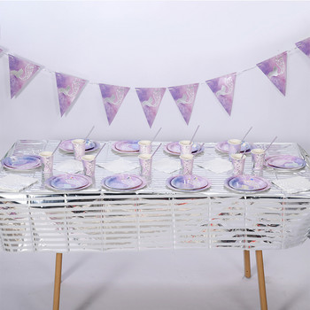 Επιτραπέζια σκεύη μιας χρήσης Mermaid Party Creative Mermaid Tail Plates Under The Sea Mermaid Cups Girls 1st Birthday Party Decoration