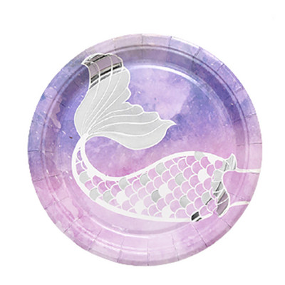 Posuđe za jelo za jednokratnu zabavu u stilu sirene, kreativni tanjuri s repom sirene pod morem, šalice za djevojke, ukrasi za proslavu prvog rođendana