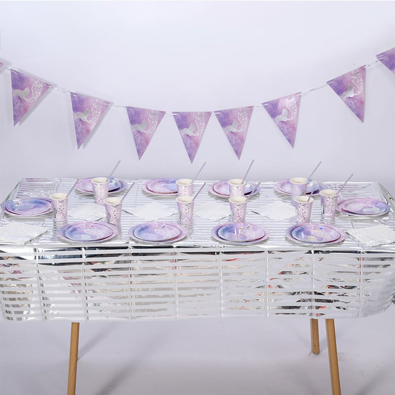 Posuđe za jelo za jednokratnu zabavu u stilu sirene, kreativni tanjuri s repom sirene pod morem, šalice za djevojke, ukrasi za proslavu prvog rođendana