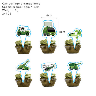 Kamufliažinis teminis vakarėlis Armijos žalios dekoracijos Stalo reikmenys Popieriniai puodeliai Lėkštės Servetėlės Baneriai Kūdikių dušas Vaikų gimtadienio vakarėlio reikmenys