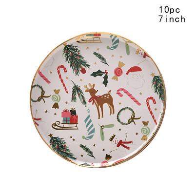 Božićna tematska zabava Jednokratno posuđe Bronzing Papirnati tanjuri Papirnate čaše Sretan Božić Ukrasi za dom Božićni ukrasi