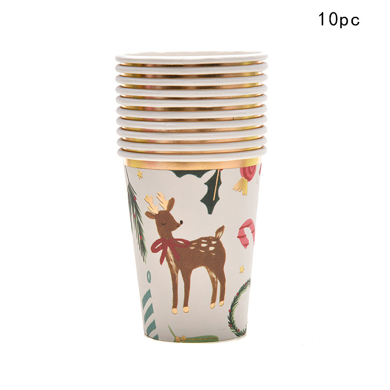 Božićna tematska zabava Jednokratno posuđe Bronzing Papirnati tanjuri Papirnate čaše Sretan Božić Ukrasi za dom Božićni ukrasi