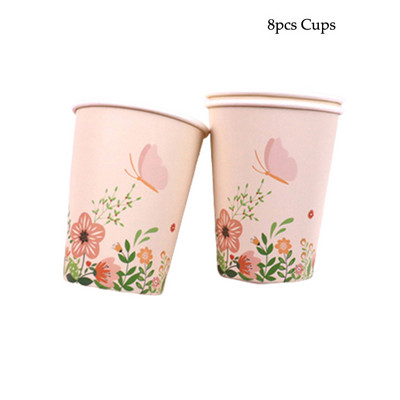 Leptir Cvijet Crtić Party Posuđe za jednokratnu upotrebu Dekoracija Papirnati tanjuri Šalice Baloni Rođendan Baby Shower Potrepštine za svadbe