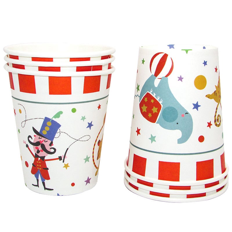 Dekoracije za zabavu na temu cirkusa. Prugaste životinje. Jednokratni set posuđa. Tanjuri. Maske. Potrepštine za dječje rođendanske zabave. Radosne.