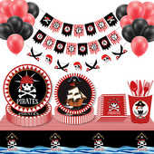 Seturi de tacamuri de unica folosinta cu tema petrecerii pirati Decoratiuni pentru petreceri de aniversare pentru copii Farfurie Servetele Cupa Banner Decor Baby Shower