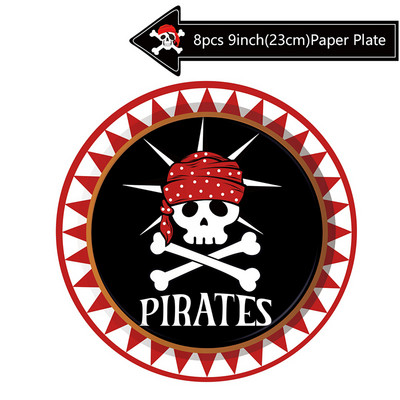 Seturi de tacamuri de unica folosinta cu tema petrecerii pirati Decoratiuni pentru petreceri de aniversare pentru copii Farfurie Servetele Cupa Banner Decor Baby Shower