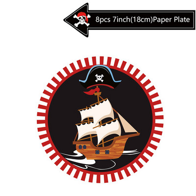 Seturi de tacamuri de unica folosinta cu tema petrecerii pirati Decoratiuni pentru petreceri de aniversare pentru copii Farfurie Servetele Cupa Banner Decor Baby Shower