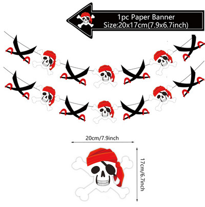 Seturi de tacamuri de unica folosinta cu tema petrecerii pirati Decoratiuni pentru petreceri de aniversare pentru copii Farfurie Servetele Cupa Banner Decor Baby Shower