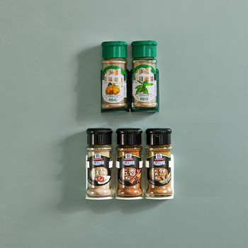 5 τμχ Σχάρα αποθήκευσης μπουκαλιών μπαχαρικών κουζίνας Super Sticky Βάση τοίχου Συστατικό Πλαστικό ράφι Ντουλάπι πόρτας Γάντζοι για βάζο Εργαλεία βάσης μπαχαρικών