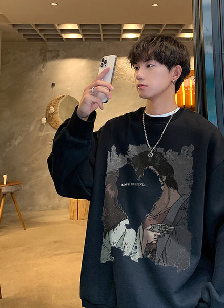 Meeste kevadine värvilise trükiga avara mustriga pluus