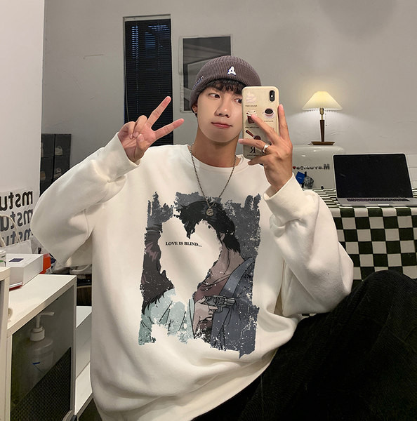 Meeste kevadine värvilise trükiga avara mustriga pluus