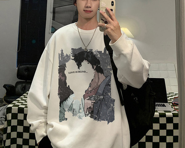 Meeste kevadine värvilise trükiga avara mustriga pluus