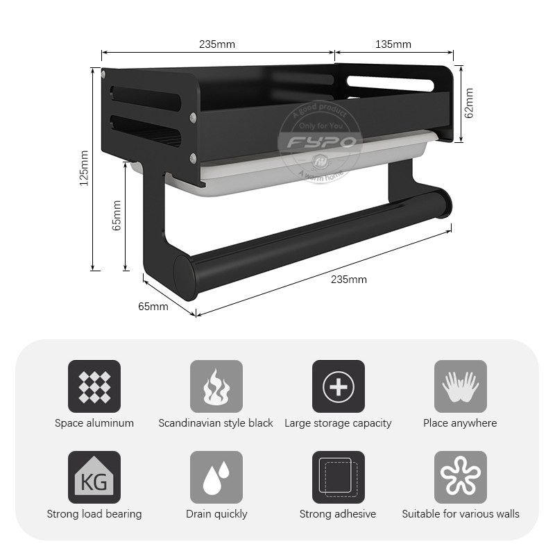 Virtuvės laikymo lentyna Prie sienos montuojama kriaukle lentynos vieta Aliuminio muilo kempinės laikiklis Sandėliavimo krepšelis Virtuvės tvarkyklės įrankis