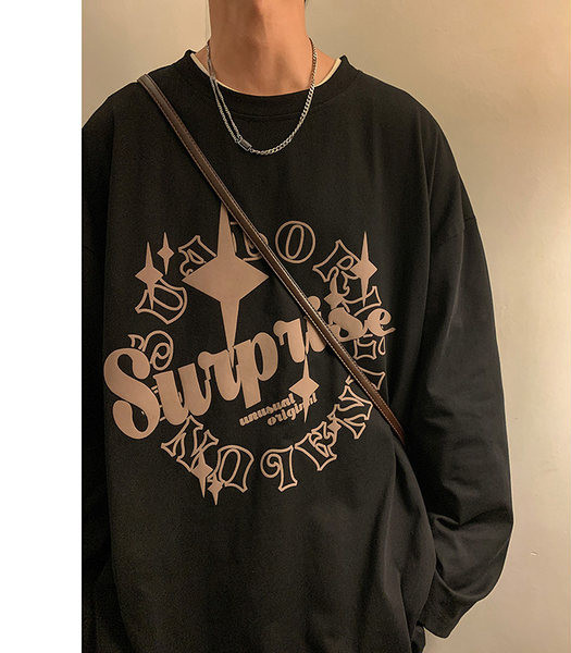 Ανδρική ρετρό μακρυμάνικη μπλούζα με γράμματα