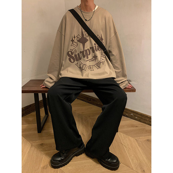 Ανδρική ρετρό μακρυμάνικη μπλούζα με γράμματα