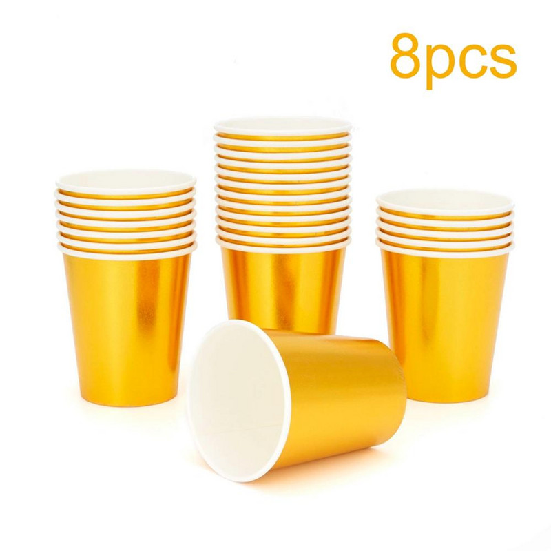 Πιάτα στάμπας Χρυσά φλιτζάνια μιας χρήσης Χάρτινες χαρτοπετσέτες Πιάτα πάρτι Χρόνια πολλά Διακόσμηση πάρτι για ενήλικες Πιάτα γάμου Επιτραπέζια σκεύη