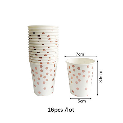 Dot Paper Veselă de petrecere de unică folosință Roz Negru Alb Farfurii pentru pahare de hârtie pentru nuntă, ziua de naștere, decorațiuni pentru petreceri