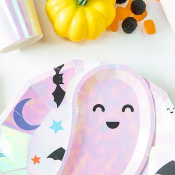 Επιτραπέζια σκεύη μιας χρήσης Halloween Ghost Happy Halloween Decoration Paper Plates Cups Petkin