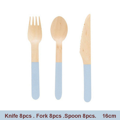 24tk/komplekt Ühekordsed puidust lauanõud Kahvlid Lusikad Nuga Söögiriistad Pulma sünnipäevapeo lauanõud Kaunistus magustoit kahvel