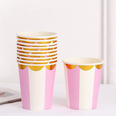 10 τμχ Επιτραπέζιο σκεύος μιας χρήσης Bronzing 18x18cm Χάρτινα πιάτα 250ml Κύπελλο Πάρτυ για Γενέθλια Προμήθειες Μπομπονιέρες Γάμου Επετείου