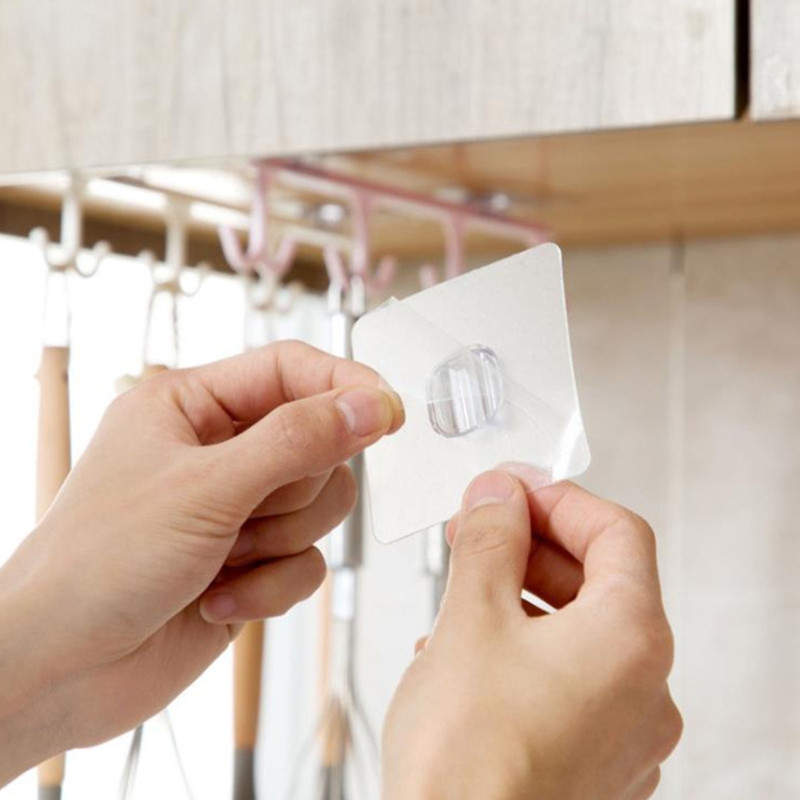 D55F Suport pentru ustensile de bucătărie Cârlig adeziv puternic sub dulap Umeraș pentru cești de cafea Rafturi pentru agățat veselă pentru cană centură eșarfă