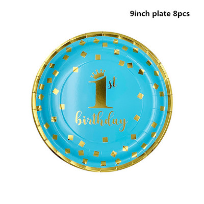 Accesorii de decorare pentru petrecerea de ziua de naștere preferate pentru copii Veselă de unică folosință/farfurie/cană/furculiță/pentru Baby Shower băiat fată 1 an ding Dec