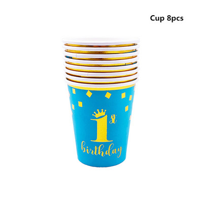 Accesorii de decorare pentru petrecerea de ziua de naștere preferate pentru copii Veselă de unică folosință/farfurie/cană/furculiță/pentru Baby Shower băiat fată 1 an ding Dec