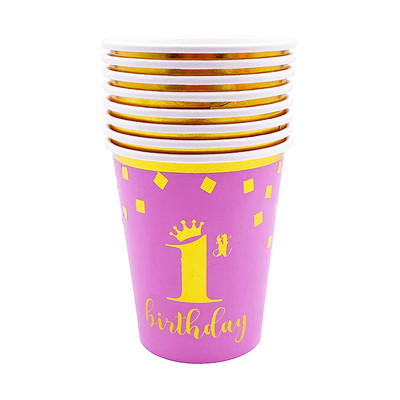 Accesorii de decorare pentru petrecerea de ziua de naștere preferate pentru copii Veselă de unică folosință/farfurie/cană/furculiță/pentru Baby Shower băiat fată 1 an ding Dec