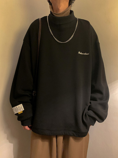 Φαρδύ μοντέλο ανδρική μπλούζα με λογότυπο και γιακά πόλο