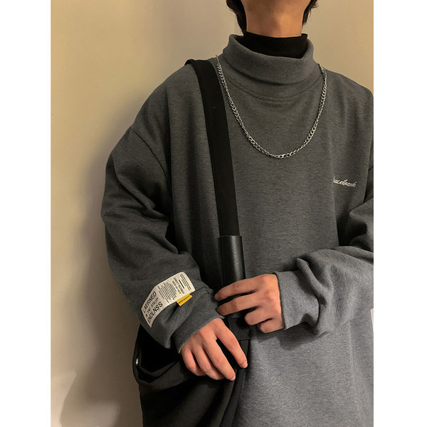 Φαρδύ μοντέλο ανδρική μπλούζα με λογότυπο και γιακά πόλο