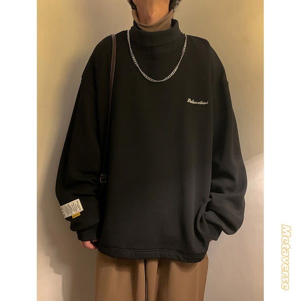 Φαρδύ μοντέλο ανδρική μπλούζα με λογότυπο και γιακά πόλο