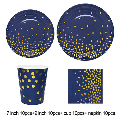 Ühekordne taldrik Sinised kuldtäpid peosalvrätik kahvlitaldrik Laudlina Festival Peokaunistus Palju õnne sünnipäevaks peokaunistus lapsed