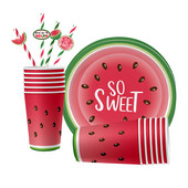 Κύπελλα για πάρτι καρπούζι Πιάτο Ψάθινο τραπεζομάντιλο Baby Shower One in a Melon Θέμα Κορίτσι Γενέθλια 2ο 3ο 4ο Γενέθλια Προμήθειες για πάρτι