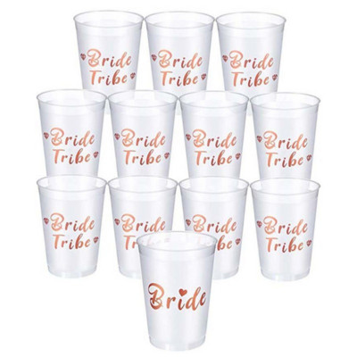 Team Bride Cups Bridal Shower Party Пластмасови чаши Rose Gold Чаши за Team Bride Drinking Bachelorette Hen Wedding Party Decor Supply