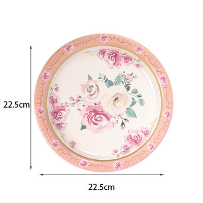 Vesela de unică folosință pentru ziua de naștere farfurie coroană cu fluture roz Servețel ceașcă față de masă fetiță 1-a aniversare decorare pentru baby shower