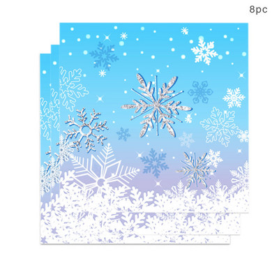 Zili balta sniegpārsla Vienreizlietojamie trauki Gaiši zili šķīvju krūze Bērnu meitenes Daudz laimes dzimšanas dienā ballīšu piederumi Ziemassvētku rotājumi mājām