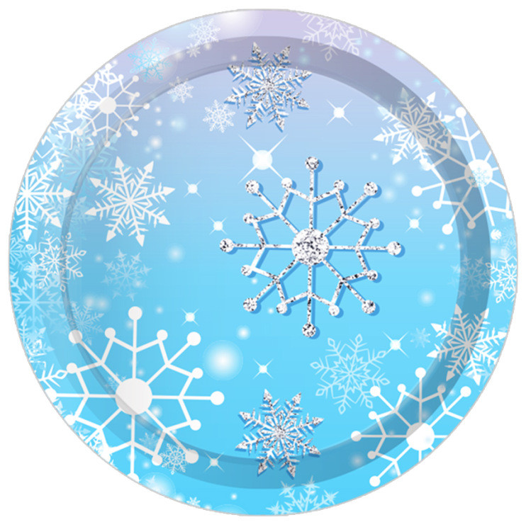 Zili balta sniegpārsla Vienreizlietojamie trauki Gaiši zili šķīvju krūze Bērnu meitenes Daudz laimes dzimšanas dienā ballīšu piederumi Ziemassvētku rotājumi mājām