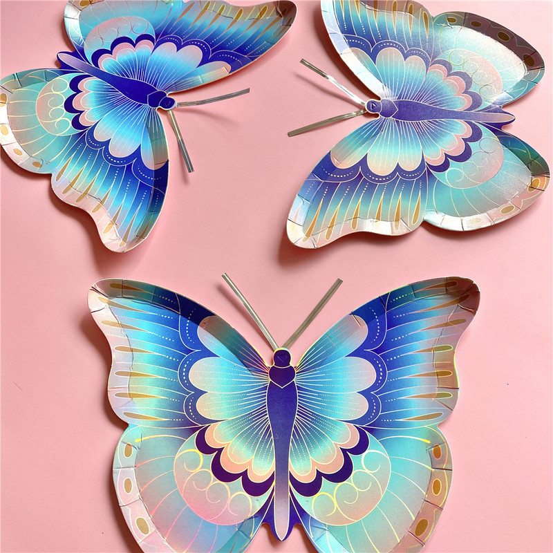 Sretan rođendan Šareni DIY leptir posuđe Papirnati tanjuri Šalice Zalihe za dekoraciju svadbi