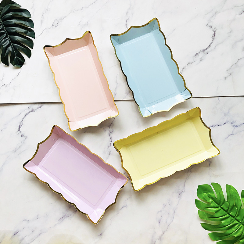 Ορθογώνιο μονόχρωμο επιτραπέζιο σκεύος μίας χρήσης Χάρτινα πιάτα Παιδικό πάρτι γενεθλίων Γάμος προμήθειες διακόσμησης του Αγίου Βαλεντίνου