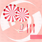 Tsirkuse sünnipäevapeo sisustus Punased valged triibulised ühekordsed lauanõud komplektid taldrikud tassid PE laudlina salvrätik noad kahvlid tarvikud