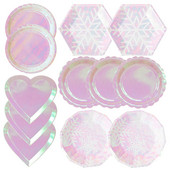 Ružičasti snježni ukrasi Papirnati tanjuri Šalice Transparenti Salvete Baloni Božić Nova godina Rođendan Vjenčanje Baby Shower Oprema za zabavu